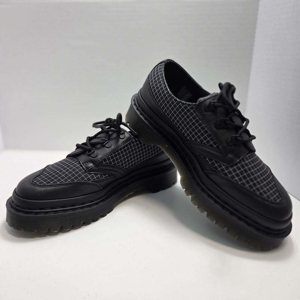 Dr. Martens 1461 Leather Derby Black Grid Pattern Oxfords Womens Size 10